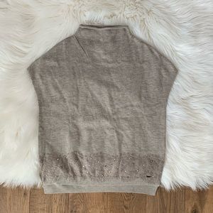 Mayoral Beige Mockneck Lace Angora Blend Short Sleeve Sweater Girls Size 8